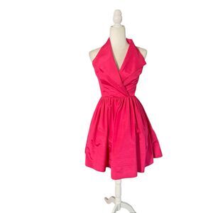 Vintage 80s Susan Roselli for Vjack Hot Pink Halter Dress – Size 6